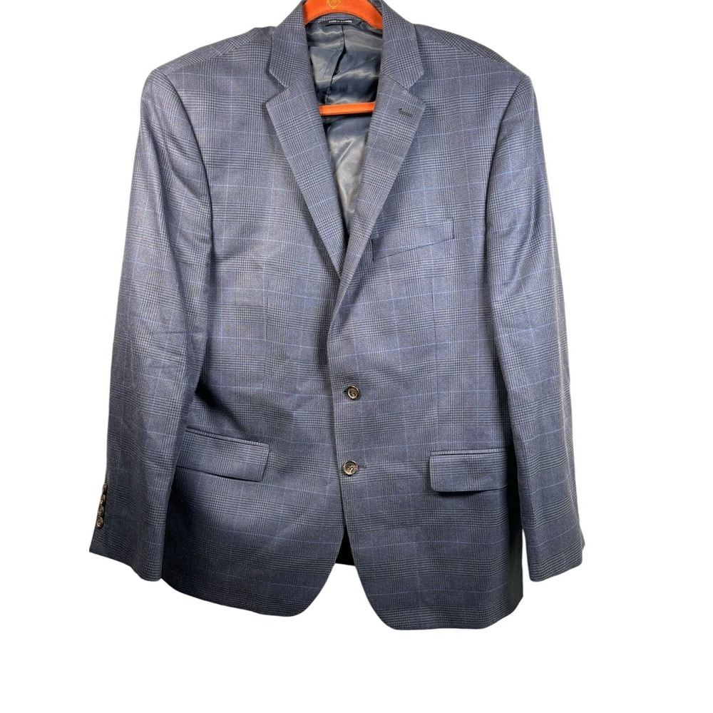 Ralph Lauren Mens‎ 44R Blue Plaid Wool Silk Blend Sport Coat